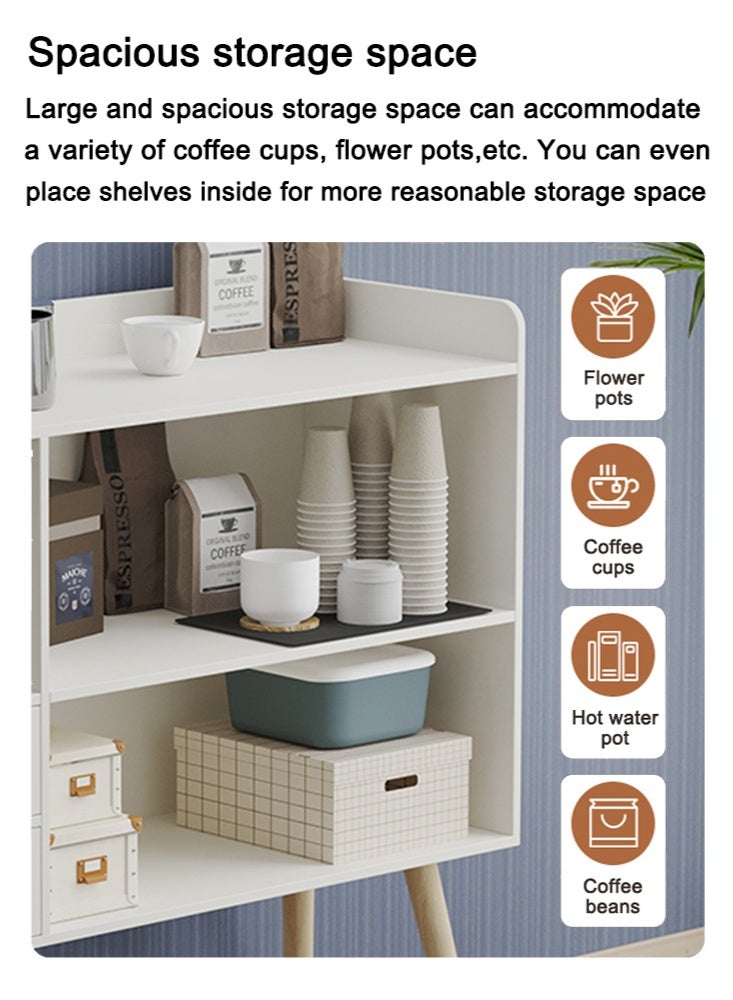 AnneFish 100*35*90cm Coffee Corner Home Kitchen Coffee Bar Cabinet Shelf With Drawers Display Cabinet Kitchen Bakers Rack Sideboard For Living Room, Bedroom Or Office - Image 3